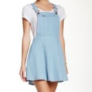 Lush Clueless Preppy Academia Schoolgirl polka dot denim skirt overalls small